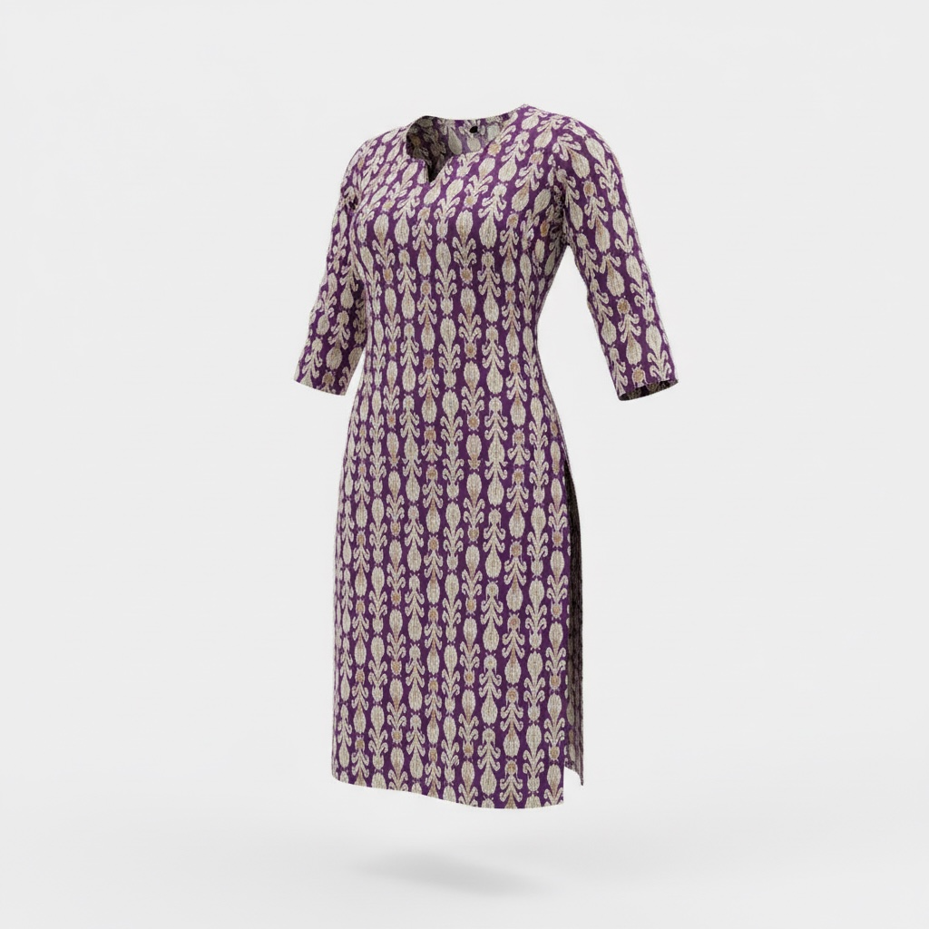 Purple cotton kurta